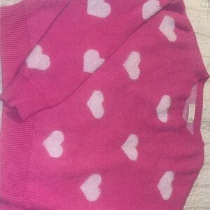 Altar'd State Pink and White Heart Sweater